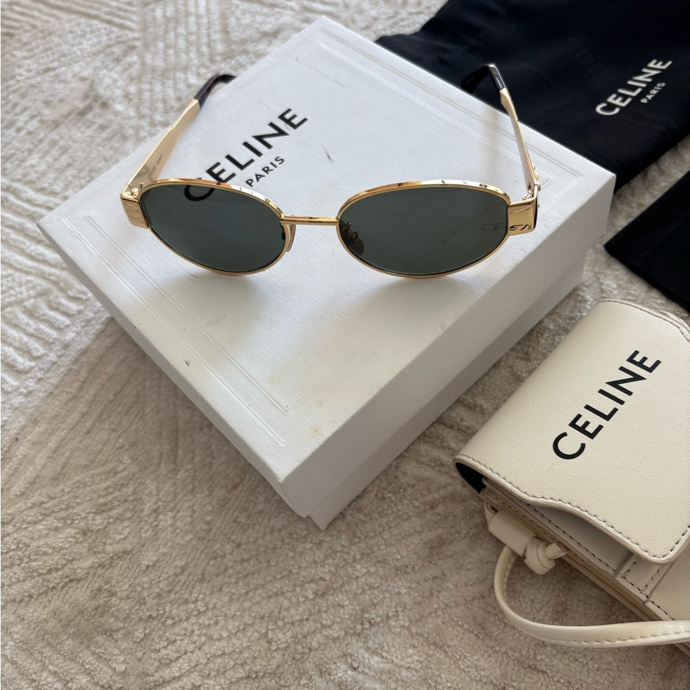 Celine Triomphe metal  Gold and Black Sunglasses